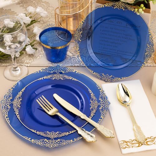 Bestluck 525PCS Clear Blue Disposable Plates for 75 Guests - Image 5