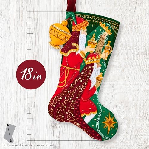 Bucilla Felt Applique 18" Stocking Making Kit, Treasure of Kings, Perfect for DIY Arts and Crafts - Image 2