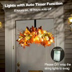 Fall Arch Swags 25.6" Prelit Fall Swag with Lights Harvest Red Leaves Pumpkins Berries Rich Autumn Elements Garland Wreath for Halloween Thanksgiving Farmhouse Harvest Arch Front Door Home Décor - Image 5