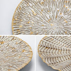 Arborus Set of 3 Rustic Floral Round Metal Wall Art - Intricate 3D Design with Sturdy Hooks, Gold and Beige Decorative Plates (11.8" Diameter) - Image 2