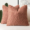 Foindtower Decorative Fuzzy Faux Fur Throw Pillow Covers 18x18 Dusty Pink by Foindtower