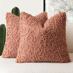 Foindtower Decorative Fuzzy Faux Fur Throw Pillow Covers 18x18 Dusty Pink by Foindtower