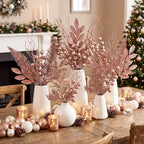 66 Pcs Christmas Glitter Picks and Sprays, Rose Gold - Image 6