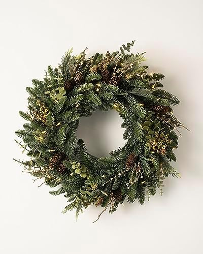 Balsam Hill Mountain Meadow Christmas Wreath - Premium True Needle Front Door Wreath with Natural Elements & Battery-Operated LED Clear Lights Available in 26" and 32" Sizes, 32" - Image 2