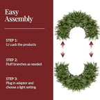 Best Choice Products Pre-Lit Cedar Cypress Christmas Wreath w/Twinkling LEDs, 48in Realistic Large Indoor/Outdoor Holiday Decor for Door, Plug-in - Image 7