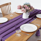 Pufogu 5 Pack 10Ft Purple Chiffon Table Runner Sheer 29x120 Inch - Image 2