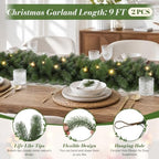 Alupssuc 2PCS 9FT Pre-Lit Christmas Garland, Lighted Norfolk Pine Garland - Image 2