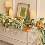 2 Pcs Fall Garland for Mantel, 6 FT Fall Garland with Lights - Image 2