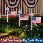 4th of July Decorations Outdoor,3 Pack Solar American Flag lights Stakes - Image 5