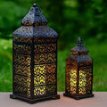 Vela Lanterns Decorative Indoor Moroccan Candle Holders, Black, Set of 2 by VelaCandleLanterns