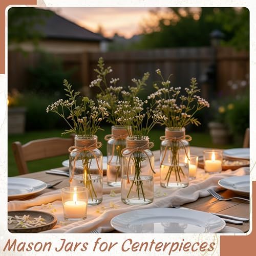 6 Pack Mason Jar Vases for Centerpieces, Clear Glass Flower Vase - Image 4