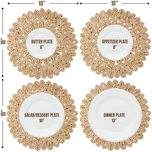 15" Set of 8 Corn Husk Woven Round Placemats by DaiVuCrafts - Image 3