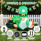 St Patricks Day Inflatables Outdoor Decorations, 4FT Inflatable Lucky Gnome Leprechaun with Shamrock, Pot of Gold & Irish Heart, LED Lights St. Patrick's Blow Up Yard Decor for Outside Garden Lawn - Image 6