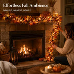 6ft/10ft Maple Leaf Fall Garland with Lights in/Outdoor (2-6ft, BAT) - Image 5