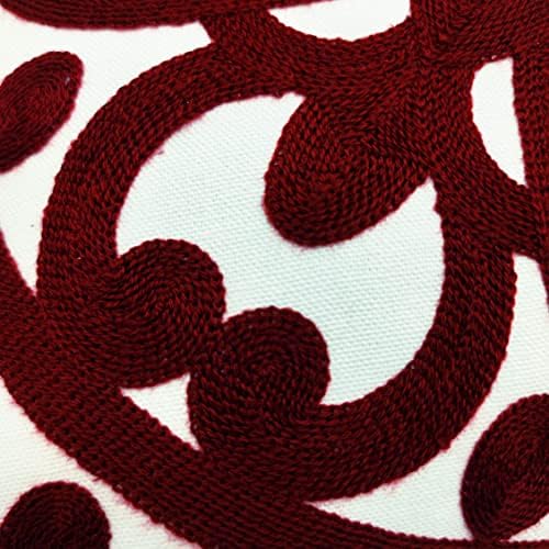 Alysheer Boho Embroidered Throw Pillow Cover 18"x 18" Set of 2, Burgundy‌ - Image 4