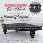 Corner Pedestal Stand Rustic Decor Riser for Display - Farmhouse Wood Rounded Beaded Tray for Kitchen and Bathroom Countertop Organizer, Coffee Bar, Plant Stand with Removable Feet (Rustic Black) - Image 2