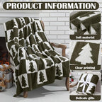 Buryeah Christmas Tree Knit Throw Blanket, 50 x 60 Inch Reversible Knitted Throw Blanket, Cozy Soft Lightweight Gift for Couch Sofa Bed(Olive Green) - Image 4