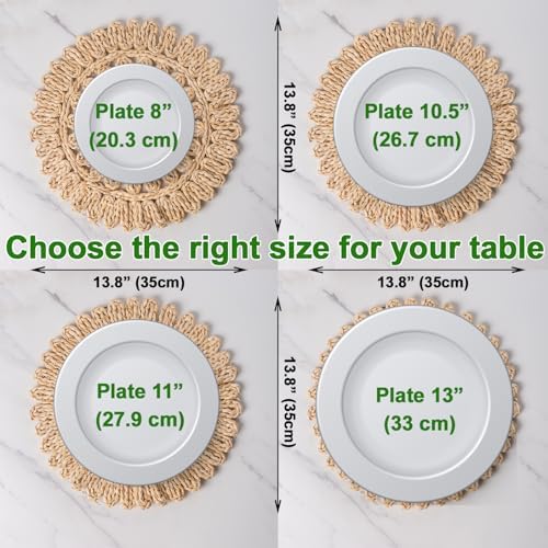 13.8" Set of 8 Round Woven Corn Husk Placemats by Laquedecraft - Image 3