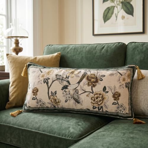 ISAENNE Vintage Linen Rectangle Throw Pillow Cover,Set of 2,28"x12"-Murad A - Image 7