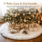AOGU 72 Inch Faux Fur Christmas Tree Skirt White Plush Skirt for Merry Christmas Party Christmas Tree Decoration - Image 3