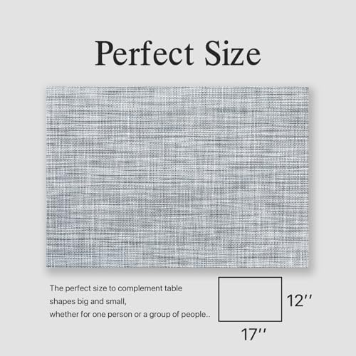 Placemats Set of 12 - Easy Clean Woven Vinyl Placemats for Dining Table, Indoor/Outdoor Place Mats, Washable PVC Table Mats（Gray） - Image 6