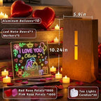 I Love You Romantic Decorations Special Night - Luminary Bags with LED Message Board & Stand, 5 Pens, 30 Heart Tea Lights, 10 Balloons and 2000 Rose Petals, Proposal Anniversary Valentines Day Decor - Image 2