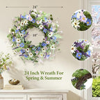 24 Inch Fall Wreath for Front Door Full Artificial Daisy Wreath - Image 2