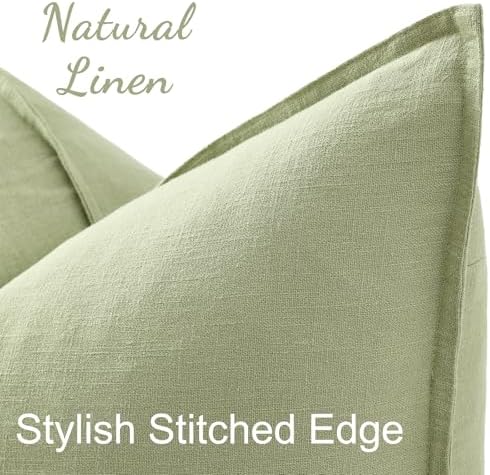 decorUhome Fall Sage Green Linen Throw Pillow Covers 22x22 Set of 2 - Image 2