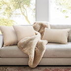 YCOLL Beige Pillow Covers 24x24 Set of 2 Velvet Striped Pattern - Soft Throw Pillows for Home Decor, Luxury Decorative Pillow Covers for Couch, Bed,Living Room - Image 3