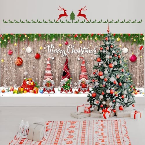 WovWeave Christmas Gnome Garage Door Cover, 7 x 16 ft Outdoor Banner - Image 5