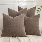 Set of 4 Soft Textured Decorative Throw Pillow Covers 26x26 Inch Cozy Farmhouse Cushion Cover Square Accent Pillow Cases for Bed Couch Sofa Living Room, Taupe Grey by Cozoomy