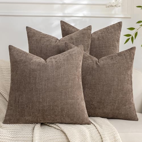 Set of 4 Soft Textured Decorative Throw Pillow Covers 26x26 Inch Cozy Farmhouse Cushion Cover Square Accent Pillow Cases for Bed Couch Sofa Living Room, Taupe Grey by Cozoomy