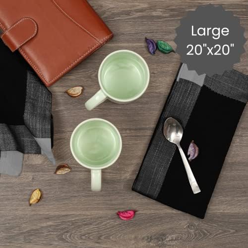 Cotton Clinic Set of 12 Hemstitch Cloth Napkins 100% Cotton 20X20 inches - Ultra Soft Absorbent Restaurant Hotel Quality - Cocktail Napkins Wedding Dinner Napkins - Washable Cloth Napkins Black - Image 4