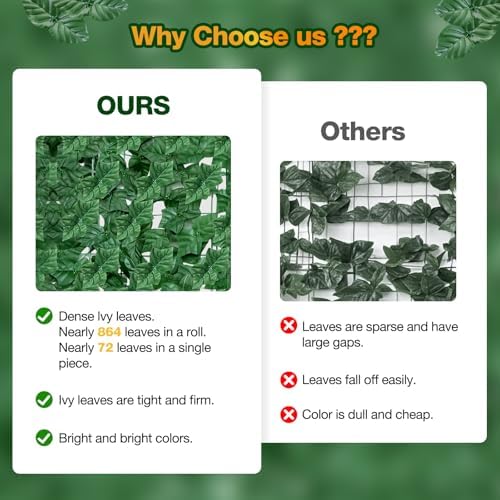 Artificial Ivy Privacy Fence Wall Screen, 79 x 118 in Garden Fake Hanging Plants Vines, Aesthetic Faux Greenery Garland Leaves with Strengthened Joint Prevent Leaves Falling Off for Outdoor Decor - Image 5