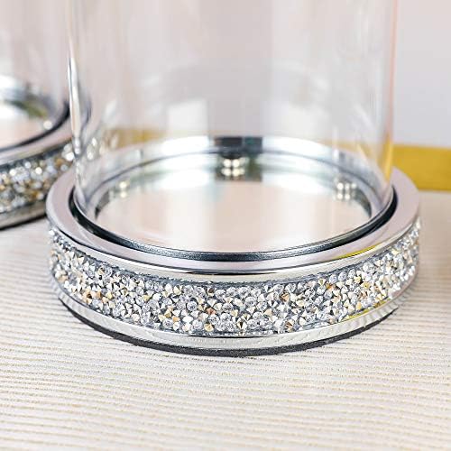 Pillar Candle Holders set of 2,Hurricane Candle Holders for Pillar Candle,Glass Candle Holder for Coffee Dining Table, Wedding, Christmas, Halloween, Home Decoration,Silver Candle Holders - Image 5