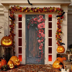 Burbuja Valentine Flowers Wood Door Cover, Stretch Fabric Backdrop Door Porch Covers for Home Party Holidays Decoration, 35x79 In - Image 5