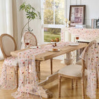 BINBE 12pcs Daisy Spring Table Runner Embroidery Gauze 10FT Florals Seasonal Tulle Holiday Birthday Kitchen Dining Table Decor for Home Party Pink - Image 6