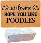 Funny Coir Doormat with Welcome Hope You Like Poodles - Front Door Mat, Entryway Welcome Mat, 23.7 x 15.7 inch by FNDMCTPS