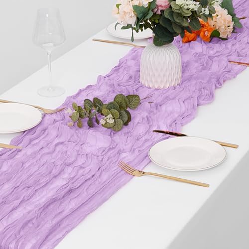 30 Pack Lavender Cheesecloth Table Runner 17 x 108 inch Cheese Cloth Table Runners 9ft Lavender Table Runner Rustic Romantic Sheer Gauze Runner for Wedding Party Baby Shower Table Decoration - Image 4
