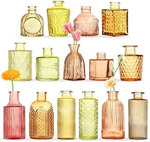 15 Pcs Colored Bud Vases Set, Baby Shower Decorations, Wedding Table Decor by ysnn