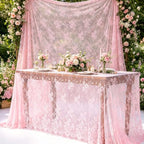 B-COOL 2 Pieces Lace Tablecloth 60 x 120 Inch Light Blue Wedding Rectangle - Image 3