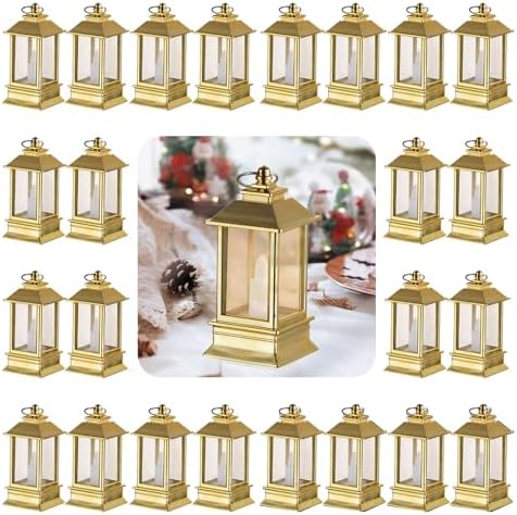 24 Pack Gold Mini Lanterns Decorative Indoor, for Wedding Decor by Staymoment