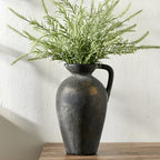 PORCER Antique Rustic Ceramic Vase, 9.3 Inch Tall Large Terracotta Vase with Handle, Vintage Farmhouse Pottery Vase for Home Decor, Living Room, Entryway, Wedding, Thanksgiving - Black Bronze - Image 2