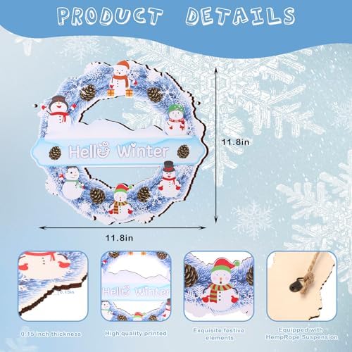 Geelin 12 Pcs Easter Seasonal Sign 12 Inch Hello Spring Door Decoration Rabbit Wood Wreath Holiday Wall Hanging Art for Easter 4th July Summer Outdoor Decor - Image 3