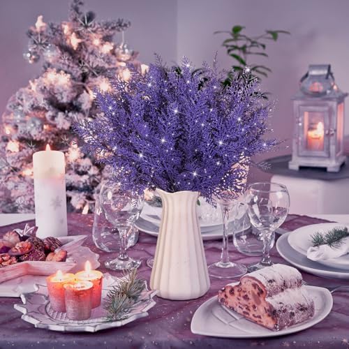 Cindeer 100 Pcs Christmas Tree Picks Sprays Glitter 10.2 in,Purple - Image 5