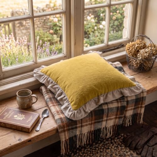 patdrea Vintage Yellow Linen Throw Pillow Covers,Set of 2,18"x18"-Kubum - Image 4