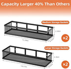 Spice Rack Wall Mount, 4 Pack Pantry Door Organizer & Hanging Storage Baskets Organizer Wall Mount, Large Capacity Metal Spice Shelf for Kitchen Cabinet, Pantry Doors, Bathroom, Shower, Home Decor - Image 4