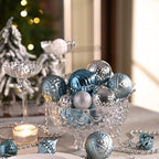 Valery Madelyn 100ct Christmas Tree Decorations Ball Ornament Set, Light Blue Silver Shatterproof Hanging Ornaments Bulk for Xmas Holiday Party Decor - Image 4