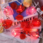 12Ft Red Pink Heart String Lights, Valentine's Day Decorations Lights Outdoor Waterproof with 20 LED Clear Heart Light with Glitter for Home Door Fireplace Windows Fence Valentines Day Party Decor - Image 4
