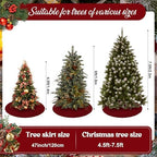 NIBESSER Red Knit Christmas Tree Skirt 48" for Christmas Decorations - Yarn Thick Rustic Cable Knit Tree Skirt Mat for Home Party Holiday Ornaments - Image 4